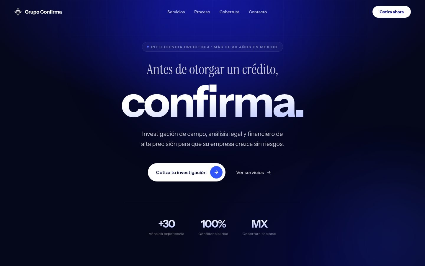 Grupo Confirma en escritorio, sitio hecho por Sitrio